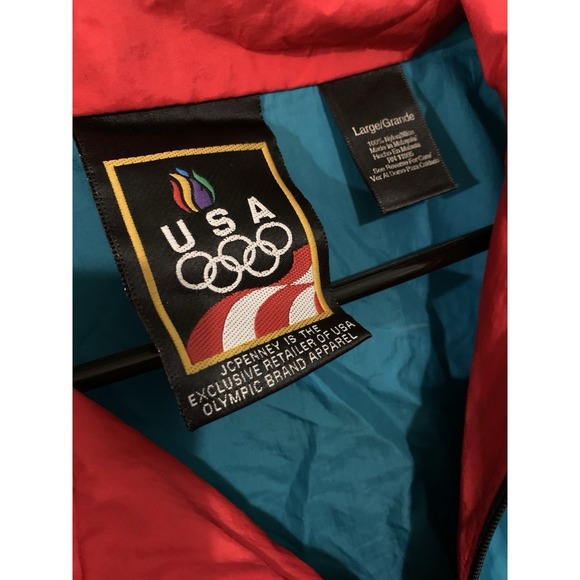 Vintage 90s USA Olympics Unisex L JCPenny ColorBlock Windbreaker Jacket Large - Picture 4 of 6